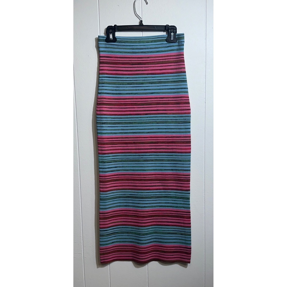 Derek Lam 10 Crosby Womens Multicolor Space Dye Striped Ribbed Midi Skirt XS NEW